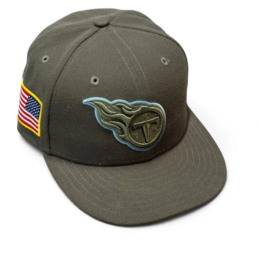 New Era 59FIFTY Tennessee Titans Salute to Service Hat Olive Green Camo Cap